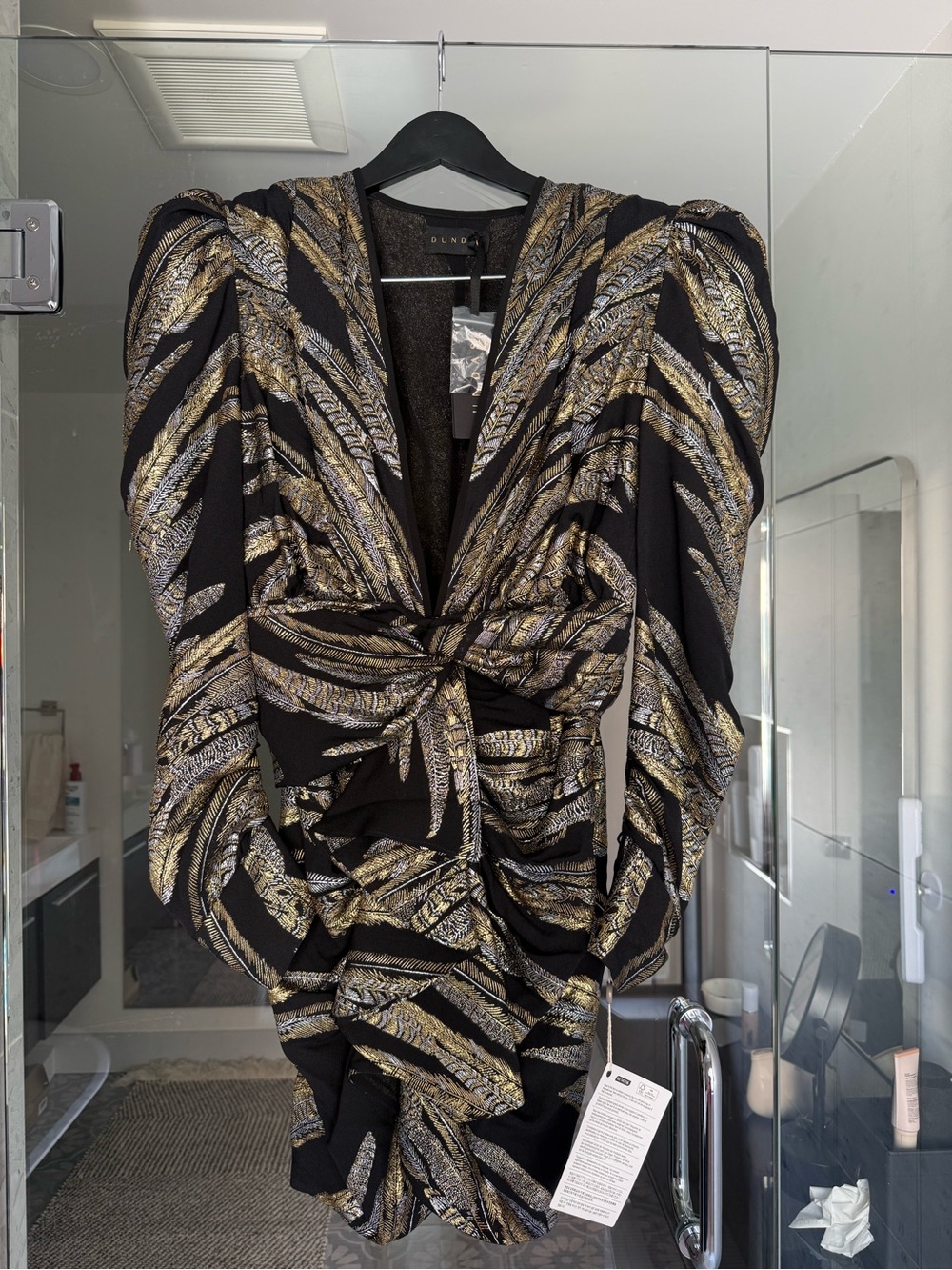 DUNDAS Spring 2019 Runway Black Gold Mini Dress